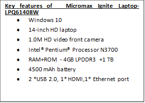 Key Features Micromax announced Ignite - LPQ61408W, Check Specifications